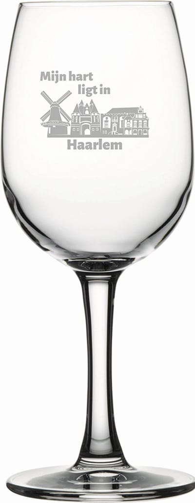 Gegraveerde witte wijnglas 26cl Haarlem