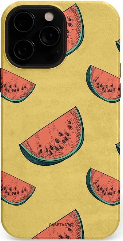 Casetastic Hoesje Geschikt voor Apple iPhone 13 Pro Magsafe - Stijlvolle Beschermende Duo-layer Case - Retro Meloengeel