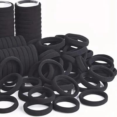 Elastische haarelastiekjes voor dik haar - 50 stuks, zwart, naadloos en zonder metaal, voor dames en heren
