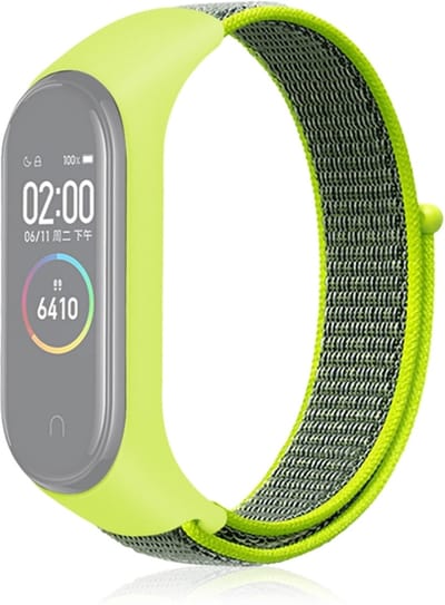 Nylon bandje - geschikt voor Xiaomi Mi Band 3 / Mi Band 4 / Mi Band 5 / Mi Band 6 - limoengroen