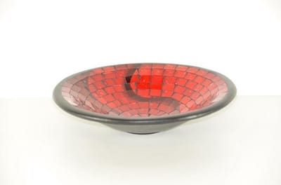 schaal 25 cm - glasmozaiek en aardewerk - fair trade uit Indonesië