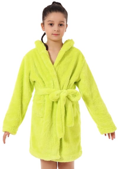 Kinderbadhanddoek van puur katoen, comfortabel; badjas voor meisjes; badjas voor jongens; met capuchon; superzacht en lichtgewicht; groente; maat 100 (geschikt voor kinderen van 2-3 jaar).