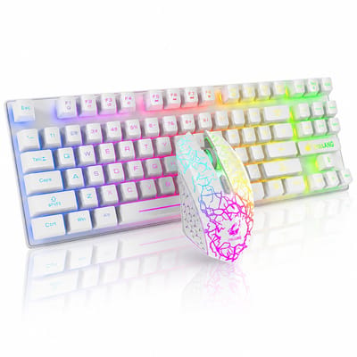 Draadloos gaming toetsenbord met muis - Wit - Wireless - RGB verlichting - QWERTY - Voor PC/Laptop - 80% toetsenbord TKL