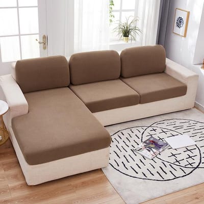 Housse de coussin de canapé en jacquard, couleur unie, housse de canapé pour salon, maison, élasthanne, extensible, lavable, amovible Normal (S)-1PC chameau