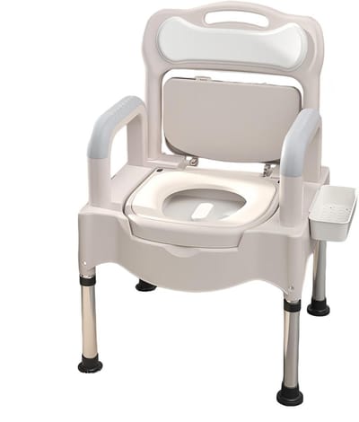 Draagbare Toiletstoel - Bedcommode Postoel - Mobiliteit Ondersteuning - In Hoogte Verstelbaar - Max 147 kg - Wit