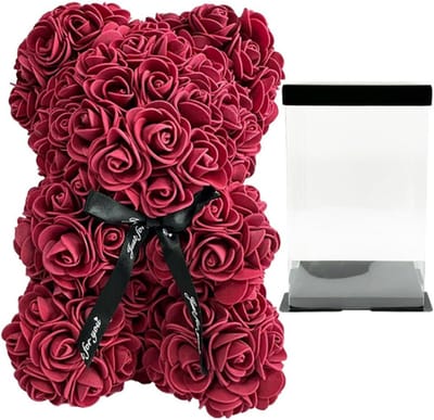 Rose Beer-Rose Teddybeer Bloem Beer-Leuke Teddy Bloem Beer Verjaardagscadeaus Voor Meisje-Vrouw Leuke Romantische Kerst-Valentijnsdag Geschenken-BourgondiëA