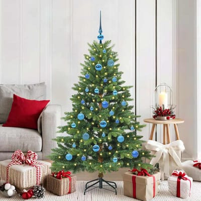 vidaXL - Kunstkerstboom - met - 150 - LED - met - standaard - Groen - 150 - cm - PE - en - PVC