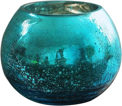 Kandelaar Tafel - Kaarshouder Ornament - Romantisch Diner - Eenvoudige Blauwe Cup - 1 Stuk - Blauw