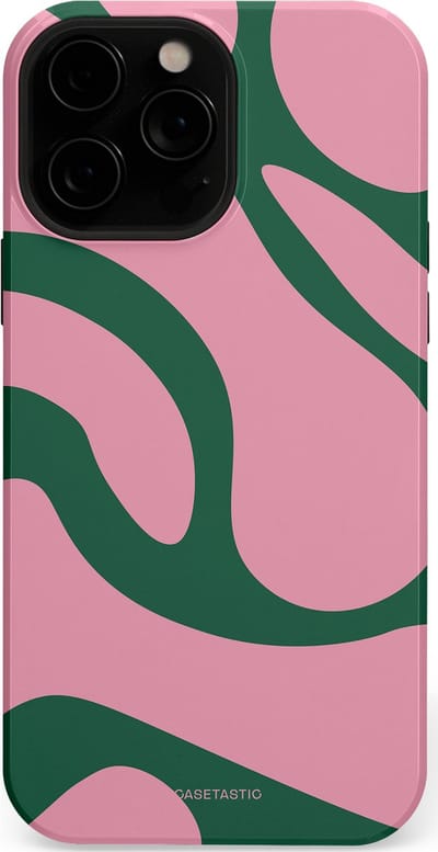 Casetastic hoesje geschikt voor Apple iPhone 13 Pro Max - MagSafe - Dubbellaagse bescherming - Groen Roze Dansende Vormen - Fashion Case - Lichtroze Donkergroen