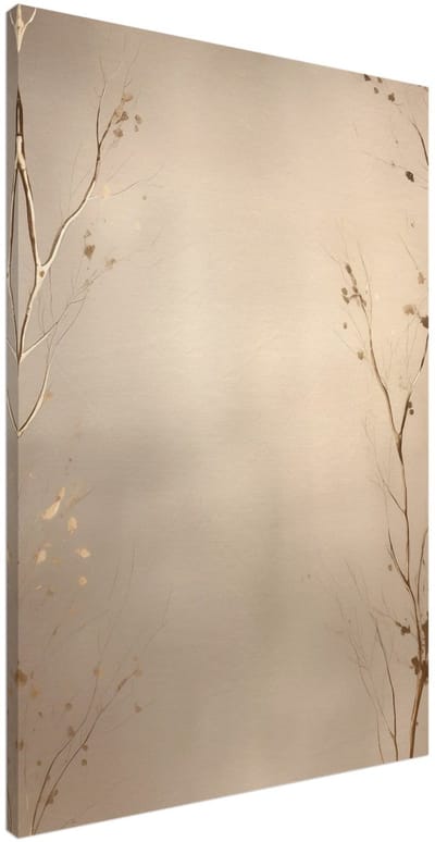 Canvas Schilderij - Abstract – Golden leafs 100x150 cm - Abstract Wanddecoratie Woonkamer & Slaapkamer