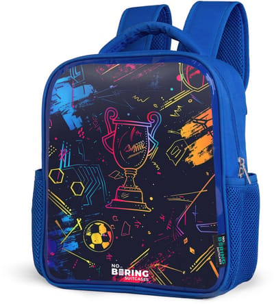 NoBoringSuitcases.com® - Rugzak blauw - Schooltas jongens - Neon sporttrofee design - Kinder rugtas jongen - Boekentas kind - Kinderrugzak voor school - Schoolrugzak