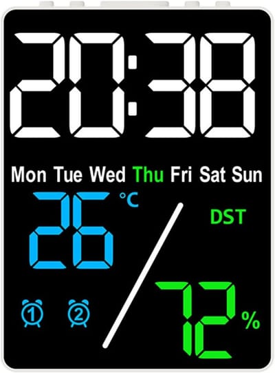 Digitale Wekker met Temperatuur, Luchtvochtigheid en USB Oplaadpoort - LED Display