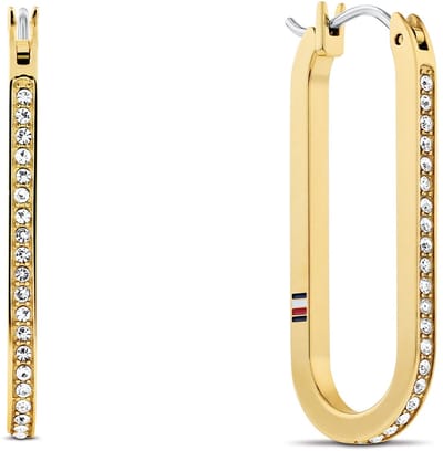 Tommy Hilfiger TJ2780866 Dames Oorbellen - Oorringen - Sieraad - Staal - Goudkleurig - 28 mm lang