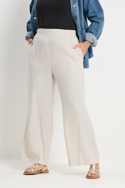 Yours Naturelbruine Linnen Broek Met Wijde Pijpen Size 42