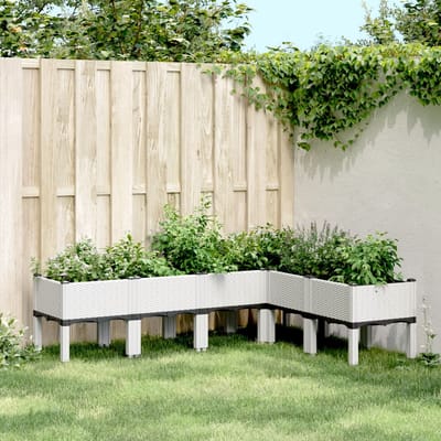 vidaXL - Plantenbak - met - poten - 160x120x42 - cm - polypropeen - wit