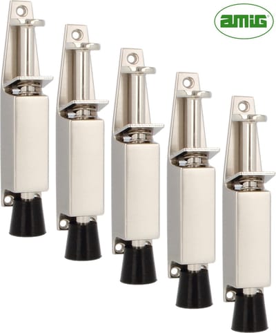 AMIG Deurvastzetter Deurstopper binnen - Voetbediend - 5 Stuks – Slag 28mm – Satijn Nikkel
