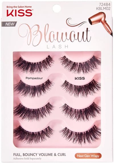 Kiss Pompadour Multi x4 - Wimperband - Kunstwimpers, zwart, 4 paar