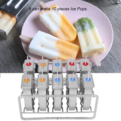 10 Vormen Roestvrij Staal IJs Pop Vorm Lolly IJsje 100 Stuks Stokhouder Ronde Kop gray