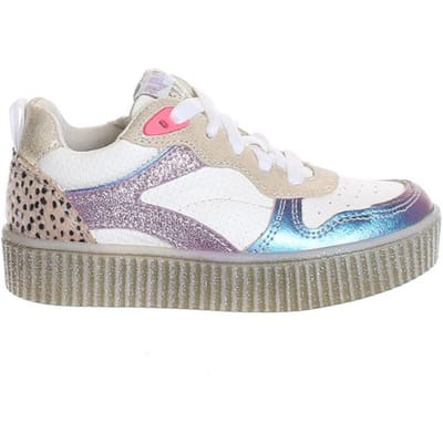 Braqeez 425230-926 Meisjes Lage Sneakers - Multicolor - Leer - Veters