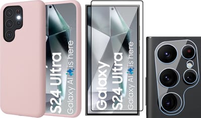 Hoesje geschikt voor Samsung Galaxy S24 Ultra - Screenprotector PET & Camera - Mat Back Case Roze