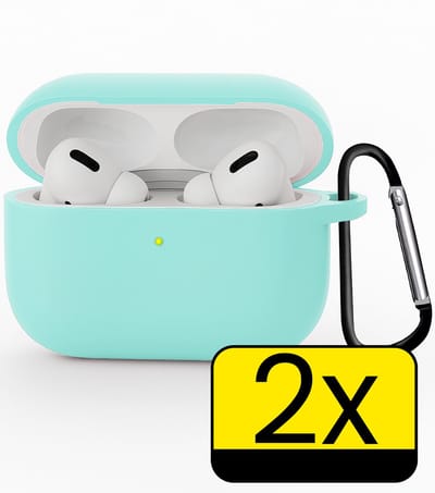 Hoesje Geschikt voor Apple Airpods Pro 3 - Siliconen Hoes met Clip - Silicone Case Cover - Mintgroen