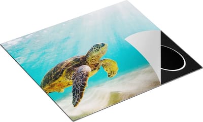 Chefcare Inductie Beschermer Schildpad Zwemt in de Helder Blauwe Zee - 60x50 cm - Afdekplaat Inductie - Kookplaat Beschermer - Inductie Mat