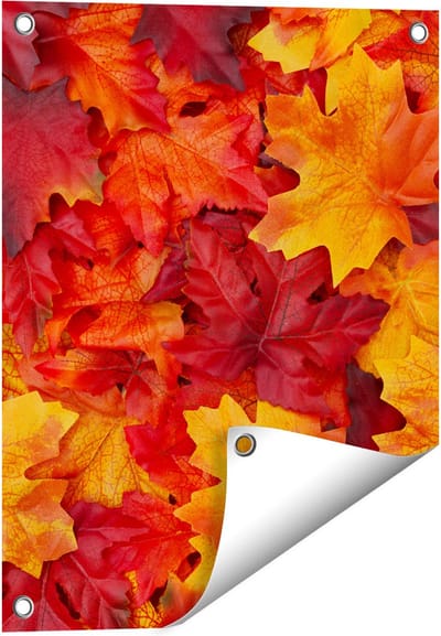 Gards Tuinposter Herfstbladeren in het Oranje en Rood - 40x50 cm - Tuindoek - Tuindecoratie - Wanddecoratie buiten - Tuinschilderij