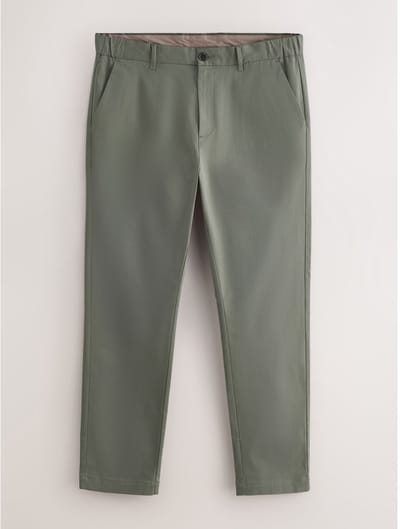 Next - Heren - N. Premium nette chino van een mix van katoen en TENCEL™-lyocell, met comfortabele tailleband en slanke pasvorm - Groen