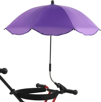 Kinderzitje Met Parasol - Draagbare Parasol - Bescherming Tegen Zon - Universele Bevestiging - Compact Ontwerp - Zwart