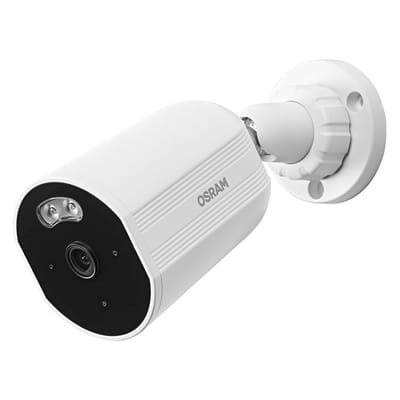 OSRAM SMART+ WiFi Außenkamera 4MP 2K IP67, Nachtsicht 10m, Zwei-Wege-Audio, Ethernet, Alexa kompatibel, Outdoor Weiß