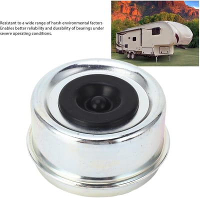 Trailer Bearing Dust Cover, 62Mm X 36Mm Trailer Shaft Dust Cover Cup Grease Cover Wheel Hub Caps with 4 Rubber Plugs for 7000 To 8000 Lb Trailer Axle Wheel Hub