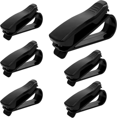 Zes Stuks Zonnebrilhouders voor Auto, Zonnebril Clip voor Zonnevisier, Dashboard Organizer voor Brillen, Kaarten en Notities