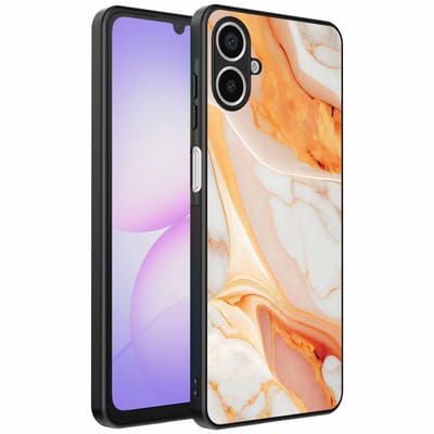 Geschikt voor Samsung Galaxy A07 Telefoonhoesje met marmer opdruk - TPU backcover case marble design - Oranje - Smartphonica geschikt voor Samsung Galaxy A07