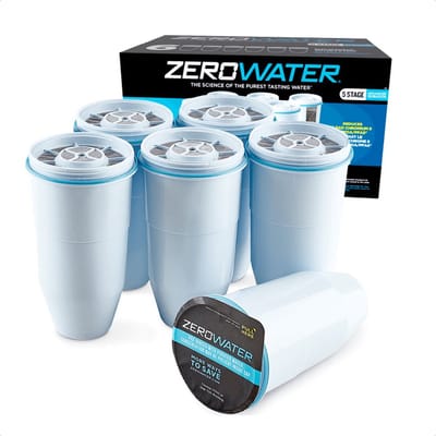 ZeroWater Waterfilters 6 stuks - Vervangingsfilters voor Waterkan - 5-traps Waterfilter systeem - Filtert PFOA, PFOS, lood, chroom, kwik en chloor