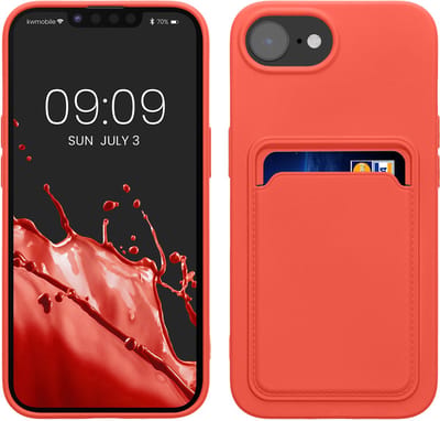 kwmobile telefoonhoesje geschikt voor Apple iPhone 17e / iPhone 16e - Hoesje met pasjeshouder - TPU case in koraal