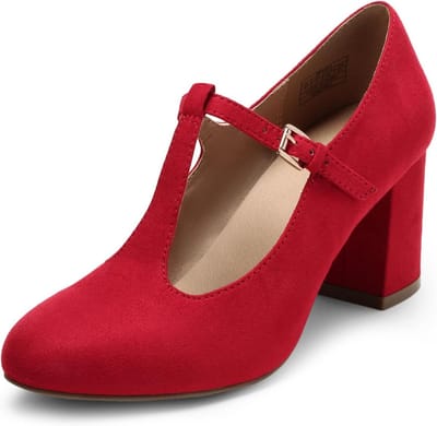 T-band Pumps met Lage Blokhak voor Dames Bruiloft en Feest