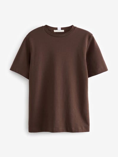 Next - Dames - Dik T-shirt met ronde hals en korte mouwen - Bruin