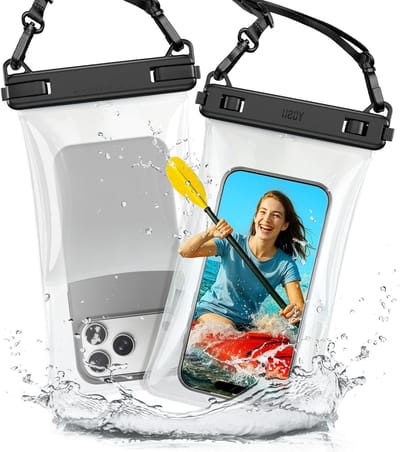 SnelShoppen - Drijvende Waterdichte Telefoonhoes 2 Stuks - Naadloze 3D Case met Ergonomische Grip - Onderwater Telefoon Bescherming - Unieke Vlot Tech