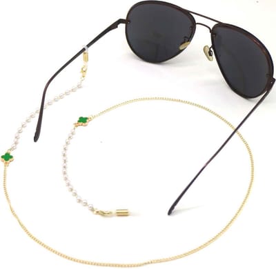 Brillenkoord met Parels - Ketting voor Zonnebril - Klaver Groen