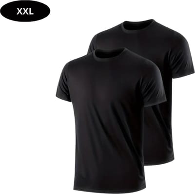 Livano Sportshirt Heren - Sport - Fitness - Compressie Shirt - Corrigerend Hemd - Sportkleding - Mannen - Zwart - 2 Stuks - XXL
