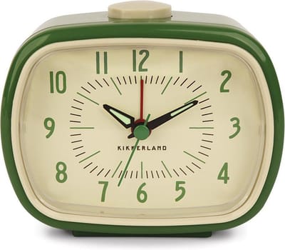 Kikkerland Vintage Retro Wekker Groen - Classic Alarm Clock - Slaapkamer accessoire - Klassiek ontwerp