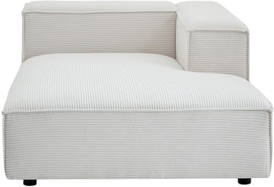 Vente-unique Chaise longue met rechte armleuning in beige ribfluweel RUZOLO
