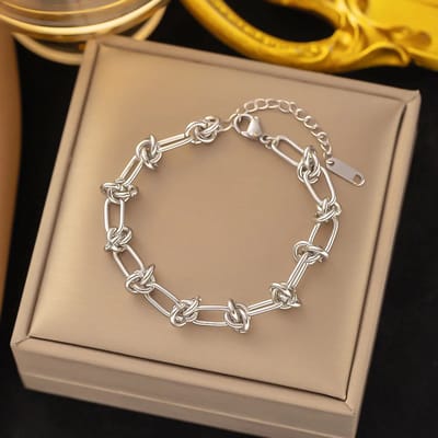 JewelGalerie - Armband - Schakel Knopen - Zilver