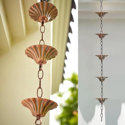 Regenketting - Regenpijp decoratie - Watergeleiding - Imitatiekoper constructie - 100 cm - Koperkleurig
