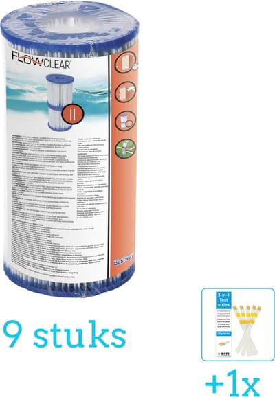 Bestway - Flowclear - Filtercartridge Type II - Volumebundel - Filter - 9-delig