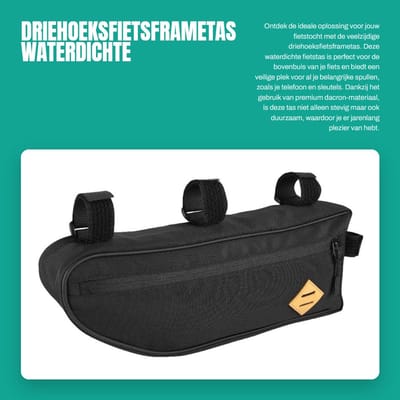 Dailygoods- Fietsframetas Grote Waterdichte - Driehoekstas - Stevig Dacron-Materiaal - Eenvoudig te Installeren - Ruime Capaciteit - Met Ritssluiting - Fietstas