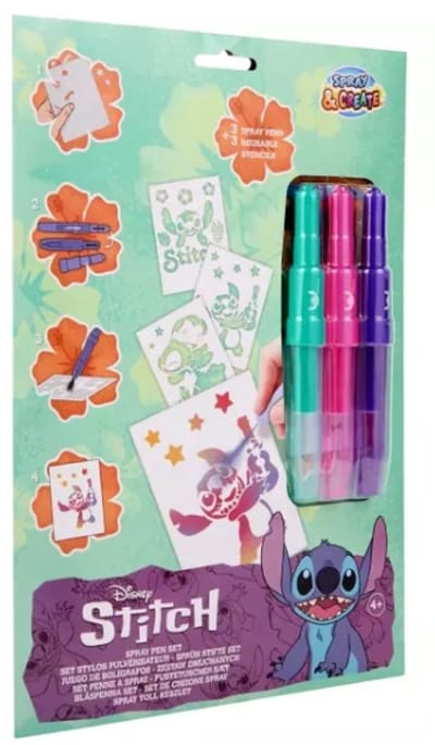 Lilo & Stitch Spray Pen Set - Inclusief 3 Spray Pennen - Blaaspennen Set - Disney Lilo & Stitch - Blaas Stiften Set - Knutsel Pakket - Tekenen & Schilderen - Cadeau Jongens & Meisjes - Knutselen - Hoge Kwaliteit - Creatief Speelgoed - Spraypen Set