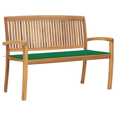vidaXL - Tuinbank - stapelbaar - met - kussen - 128,5 - cm - massief - teakhout