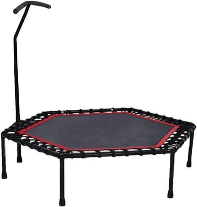 Draagbare trampoline - Rebounder fitness - Thuis sporten - Verstelbare leuning - 48 inch - Zwart