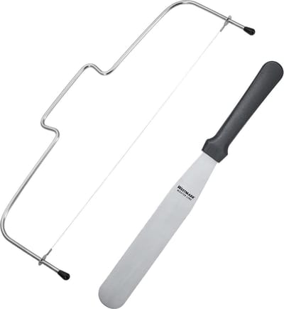 1 taartbodemverdeler, lengte: 32 cm + 1 pallet, rechts, lengte: 30 cm, roestvrij staal/kunststof, zilver/zwart